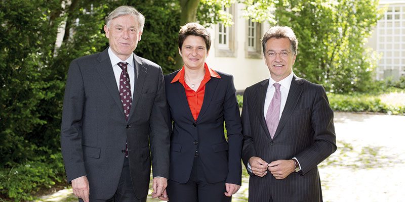 Bundespräsident a.D. Prof. Dr. Köhler zusammen mit der GIZ-Vorstandsvorsitzenden Tanja Gönner und dem Staatssekretär im BMZ, Dr. Friedrich Kitschelt.